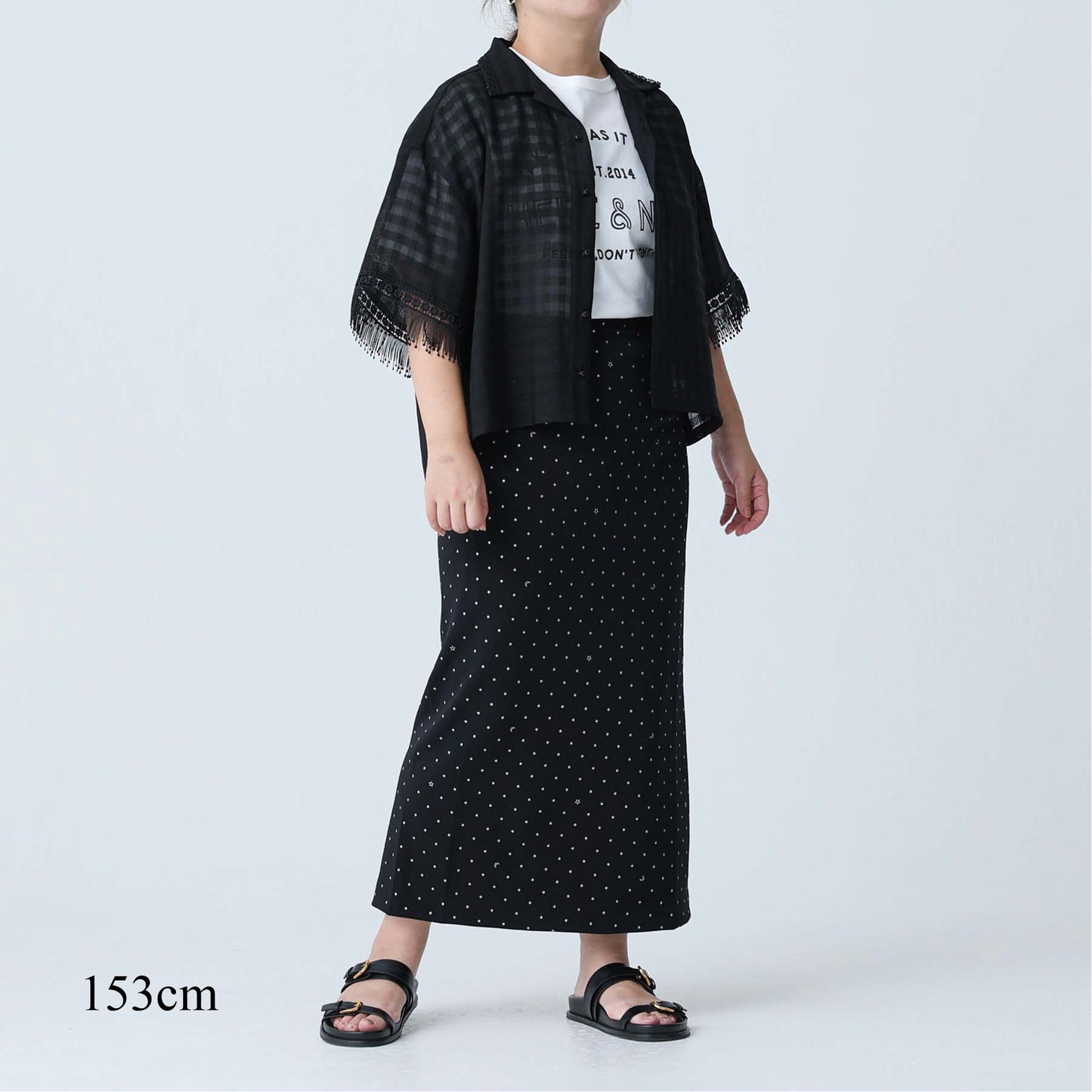 F-SK-03「Stella dot knit」Straight skirt BLACK×SILVER