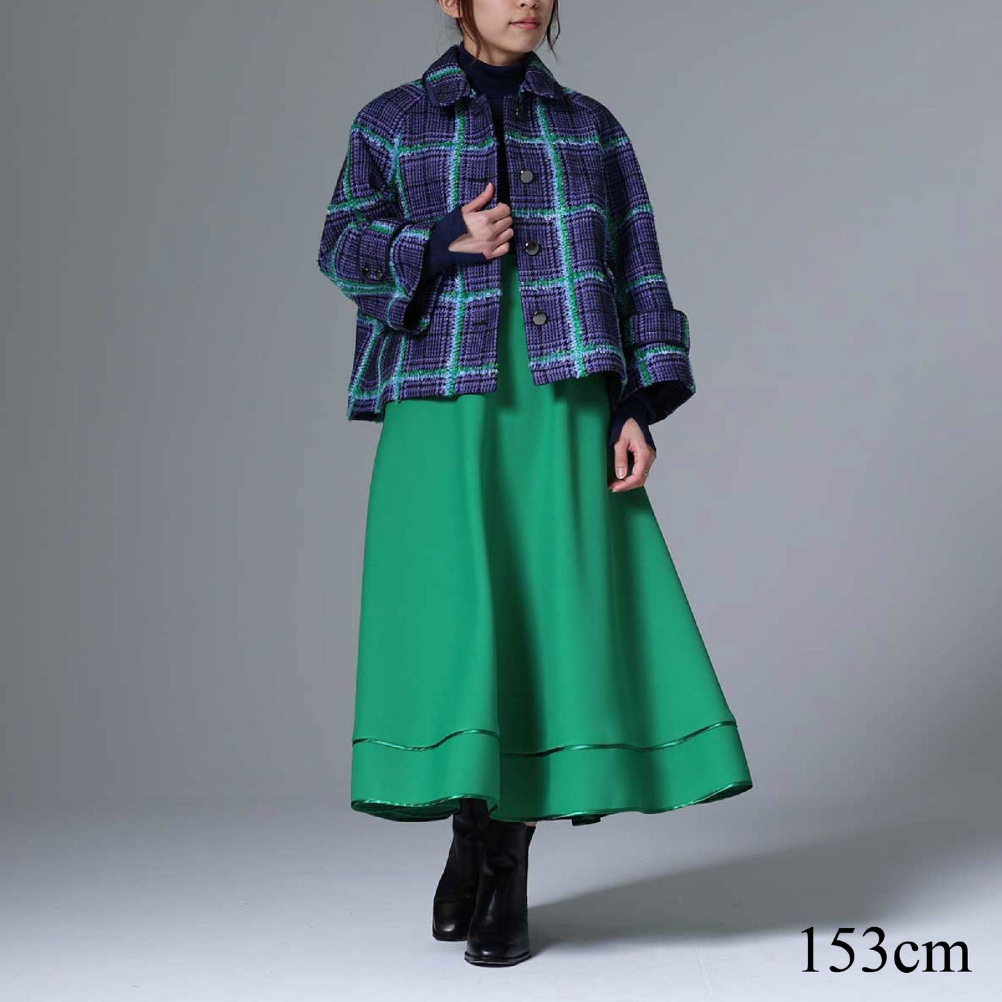 10月下旬~11月上旬お届け予定 F-JK-01 「Feather over plaid」Short blouson