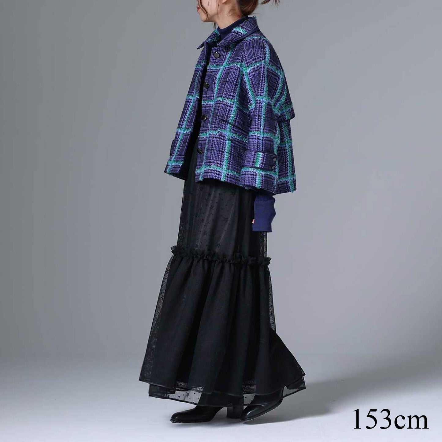 10月下旬~11月上旬お届け予定 F-JK-01 「Feather over plaid」Short blouson