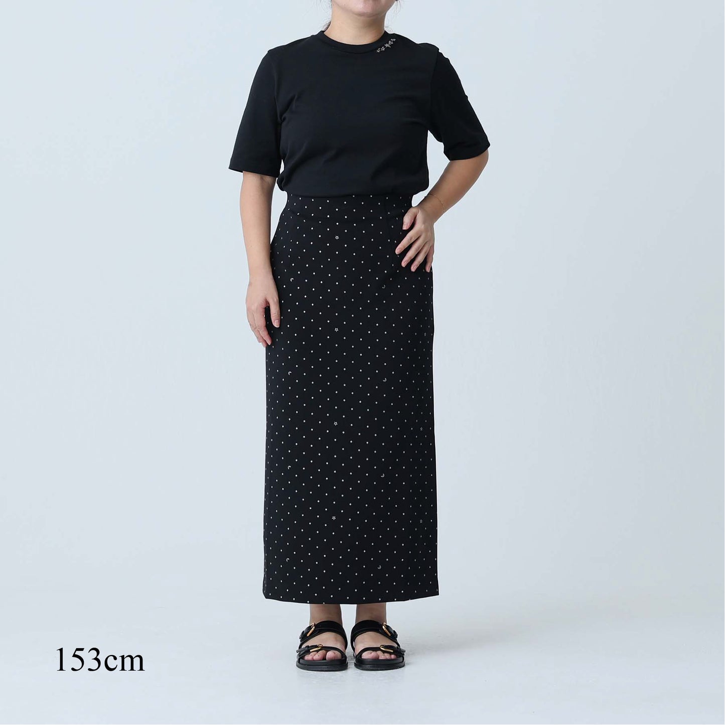 F-SK-03「Stella dot knit」Straight skirt BLACK×SILVER
