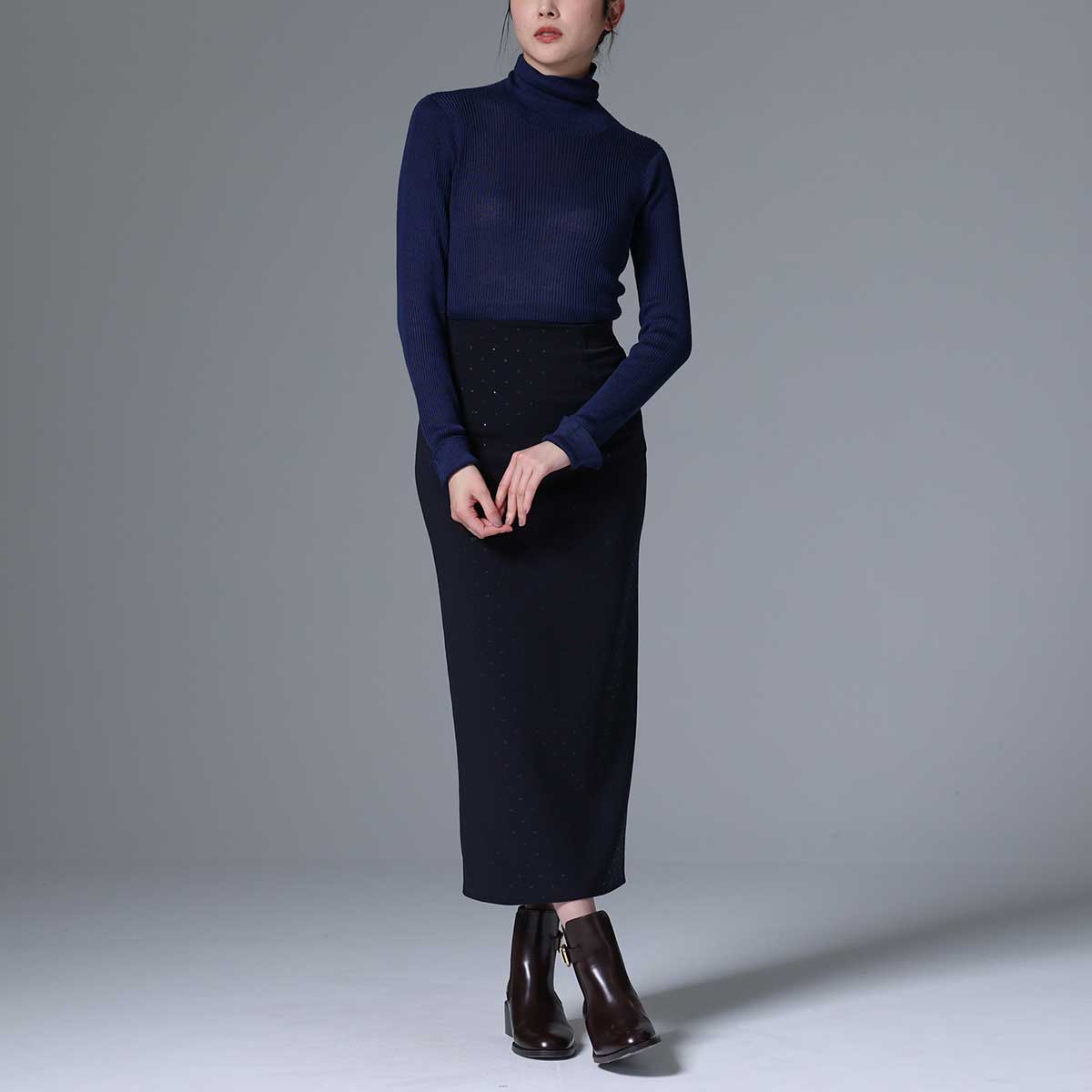 8月下旬~9月上旬お届け予定 F-SK-03「Stella dot knit」Straight skirt