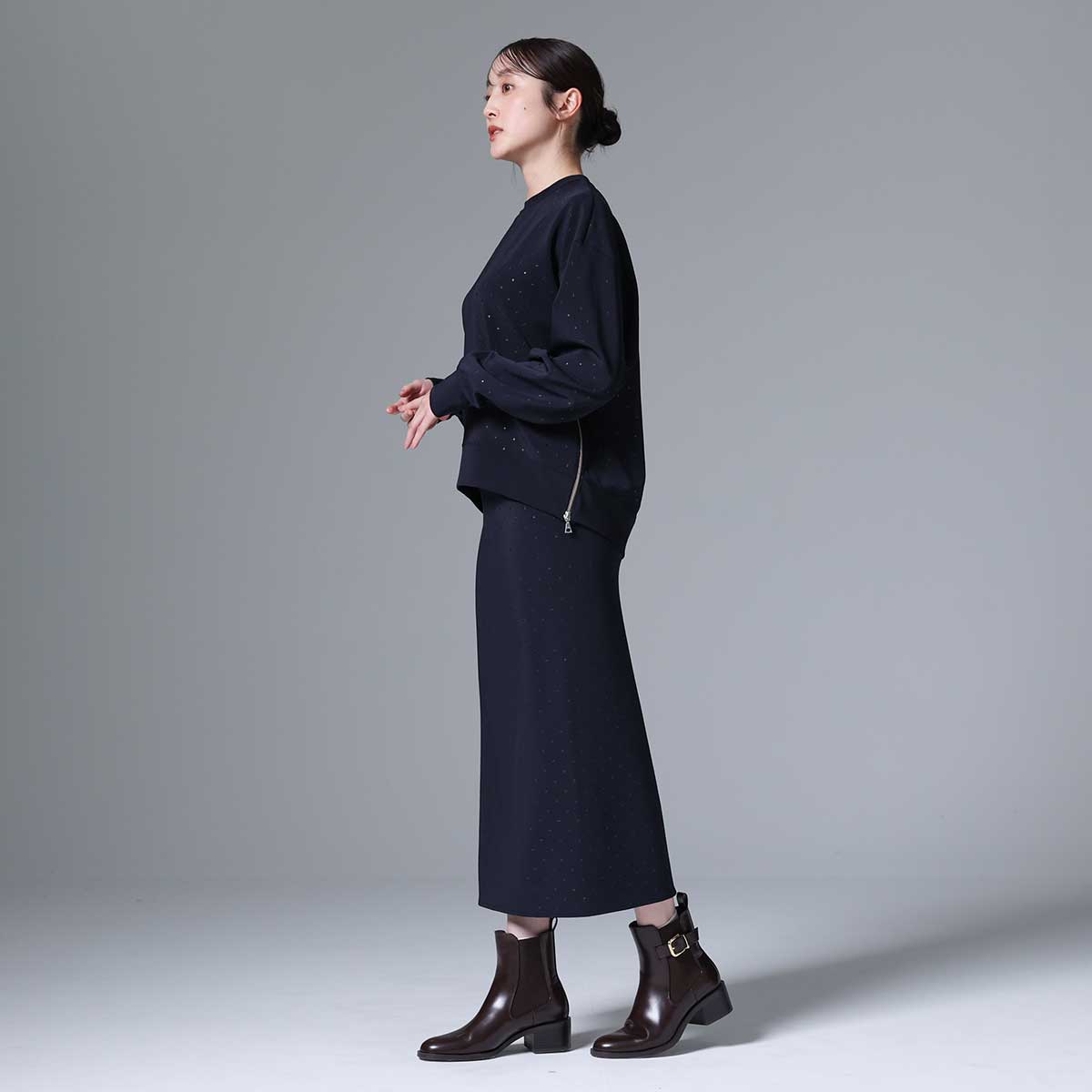 8月下旬~9月上旬お届け予定 F-SK-03「Stella dot knit」Straight skirt