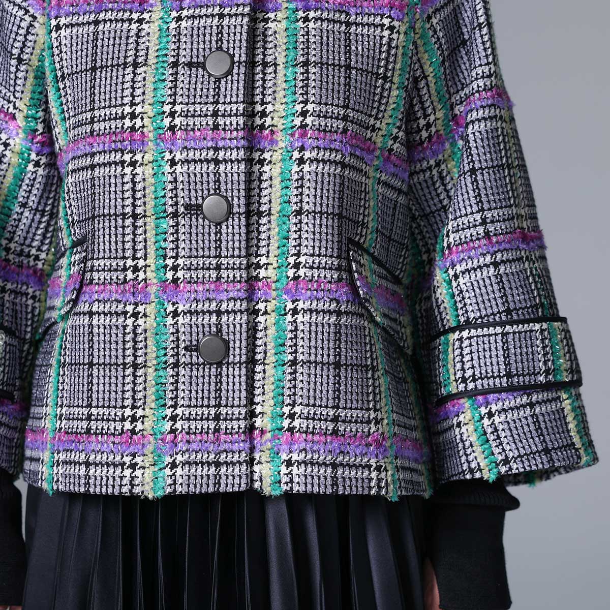 10月下旬~11月上旬お届け予定 F-JK-01 「Feather over plaid」Short blouson
