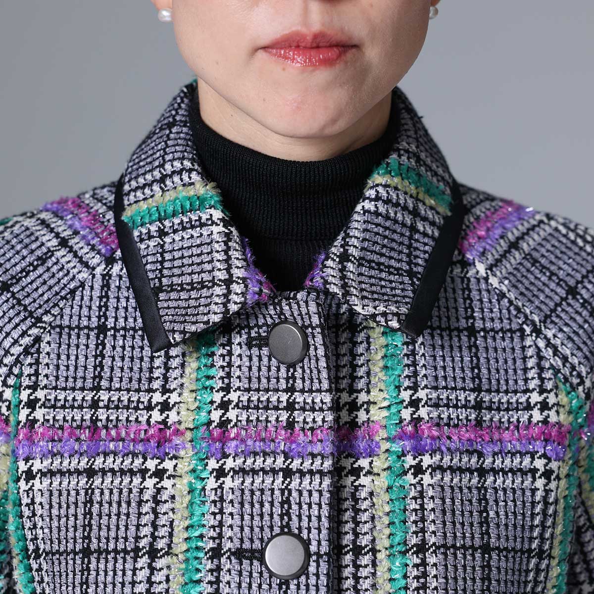 10月下旬~11月上旬お届け予定 F-JK-01 「Feather over plaid」Short blouson
