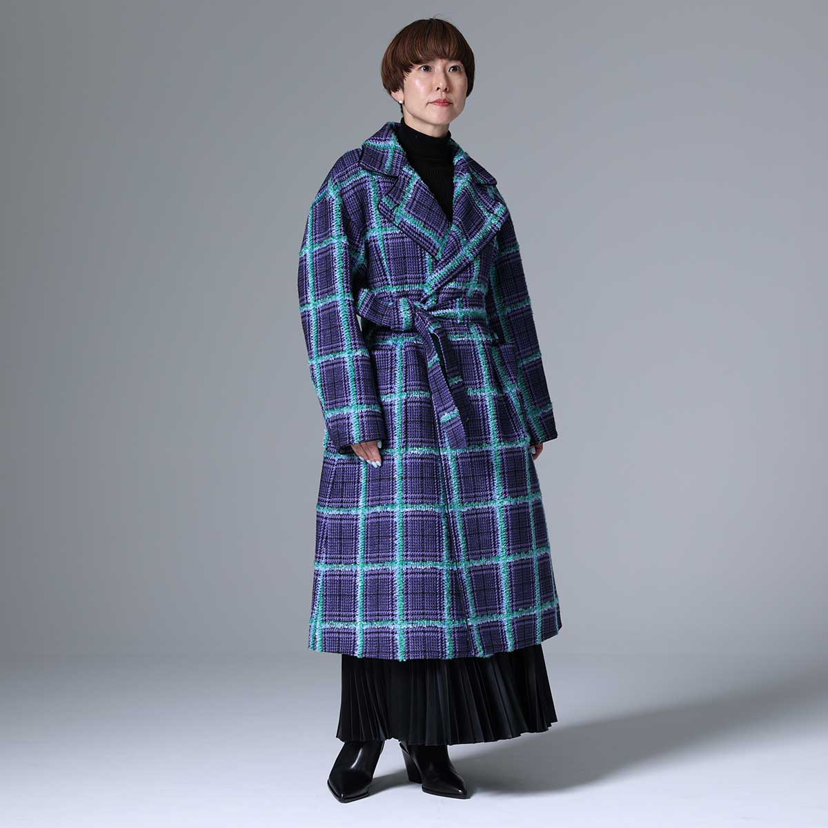 11月下旬~12月上旬お届け予定 F-JK-02 「Feather over plaid」Over chester coat