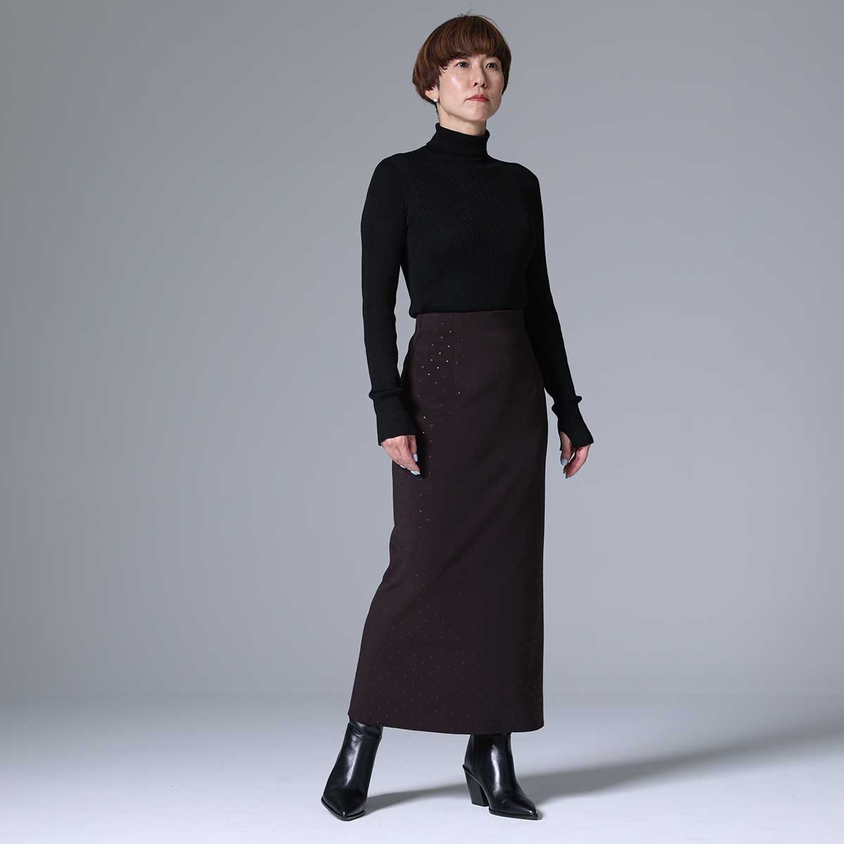 8月下旬~9月上旬お届け予定 F-SK-03「Stella dot knit」Straight skirt