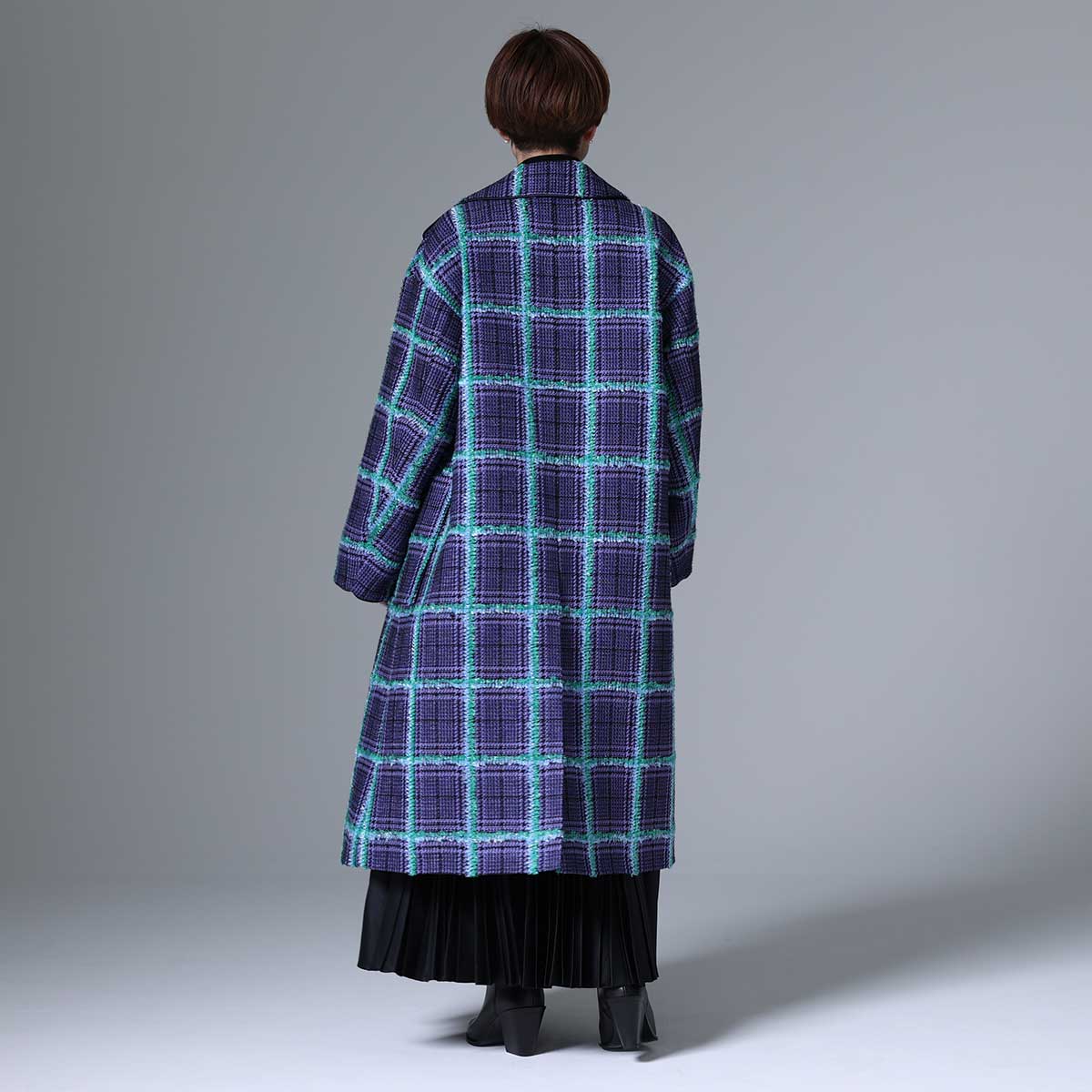 11月下旬~12月上旬お届け予定 F-JK-02 「Feather over plaid」Over chester coat