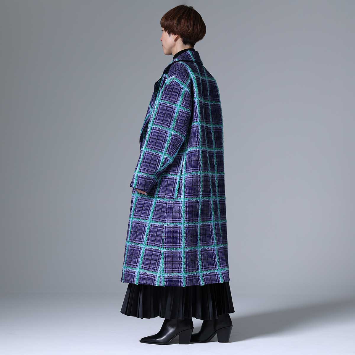 11月下旬~12月上旬お届け予定 F-JK-02 「Feather over plaid」Over chester coat