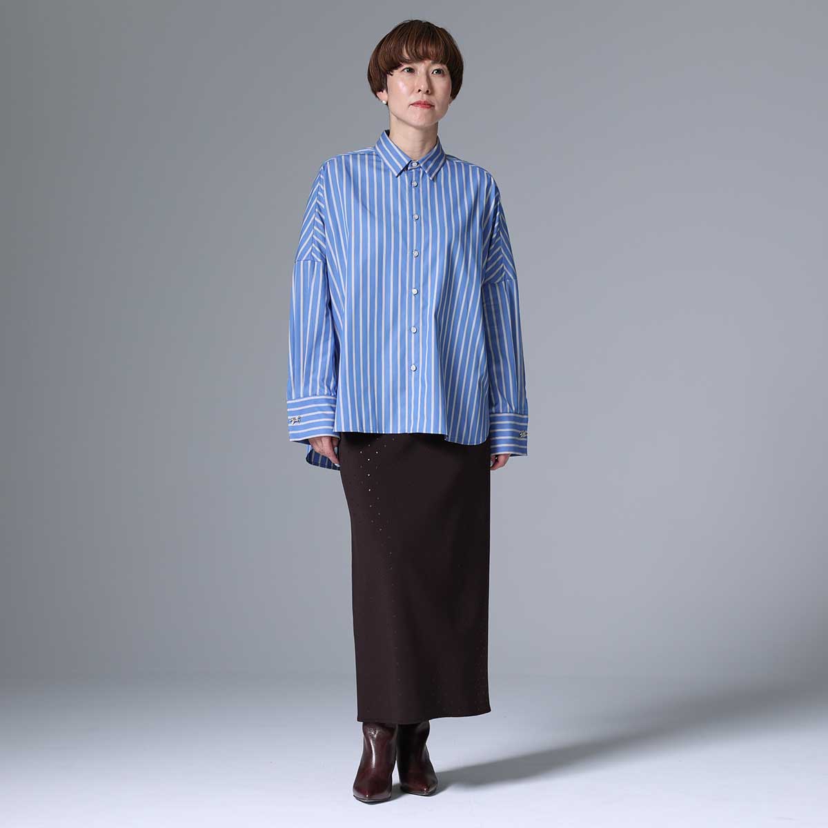 8月上旬~中旬お届け予定 F-SH-01「Multi stripe」Dolman sleeve shirts
