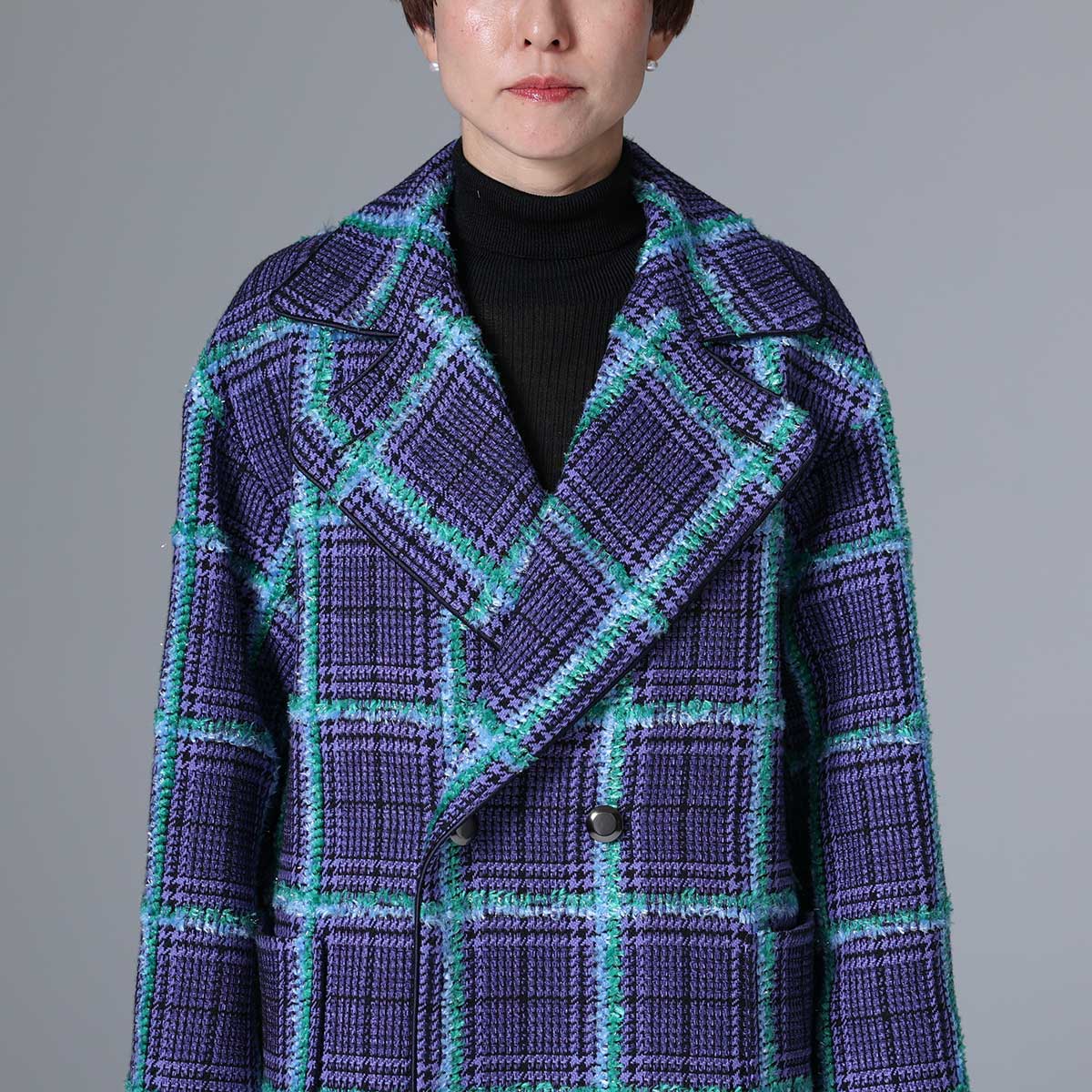 11月下旬~12月上旬お届け予定 F-JK-02 「Feather over plaid」Over chester coat