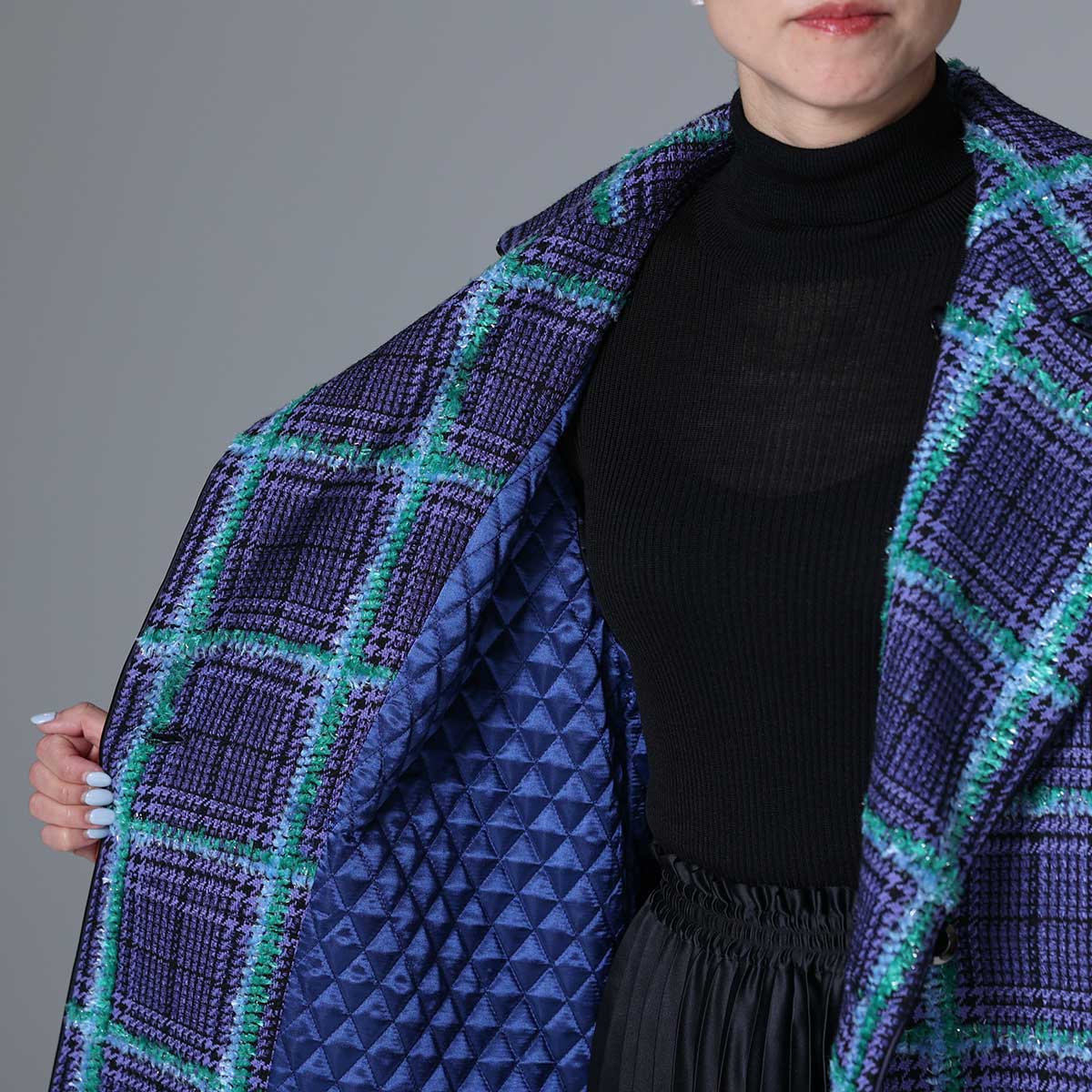 11月下旬~12月上旬お届け予定 F-JK-02 「Feather over plaid」Over chester coat