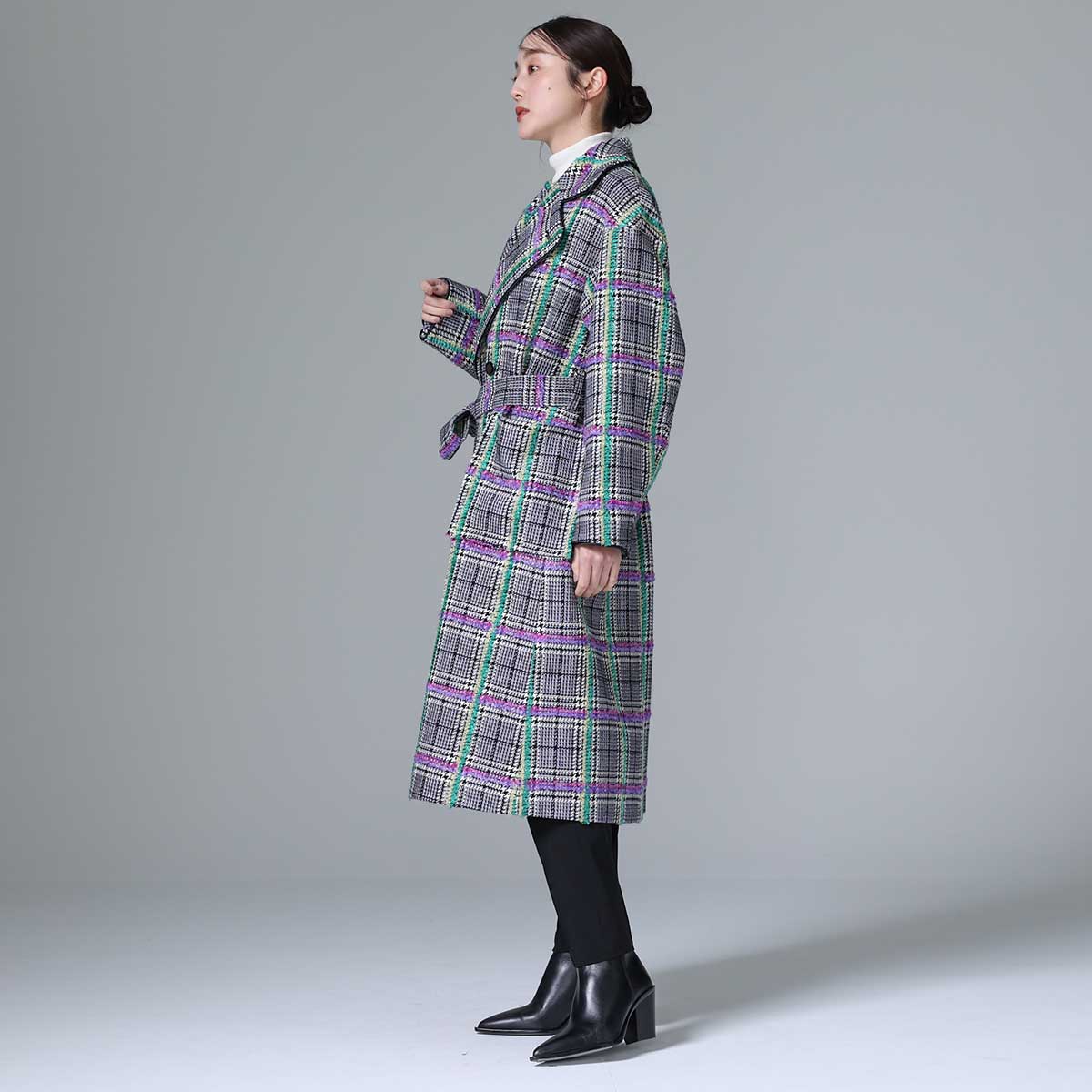 11月下旬~12月上旬お届け予定 F-JK-02 「Feather over plaid」Over chester coat