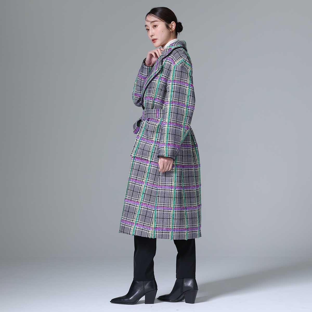 11月下旬~12月上旬お届け予定 F-JK-02 「Feather over plaid」Over chester coat