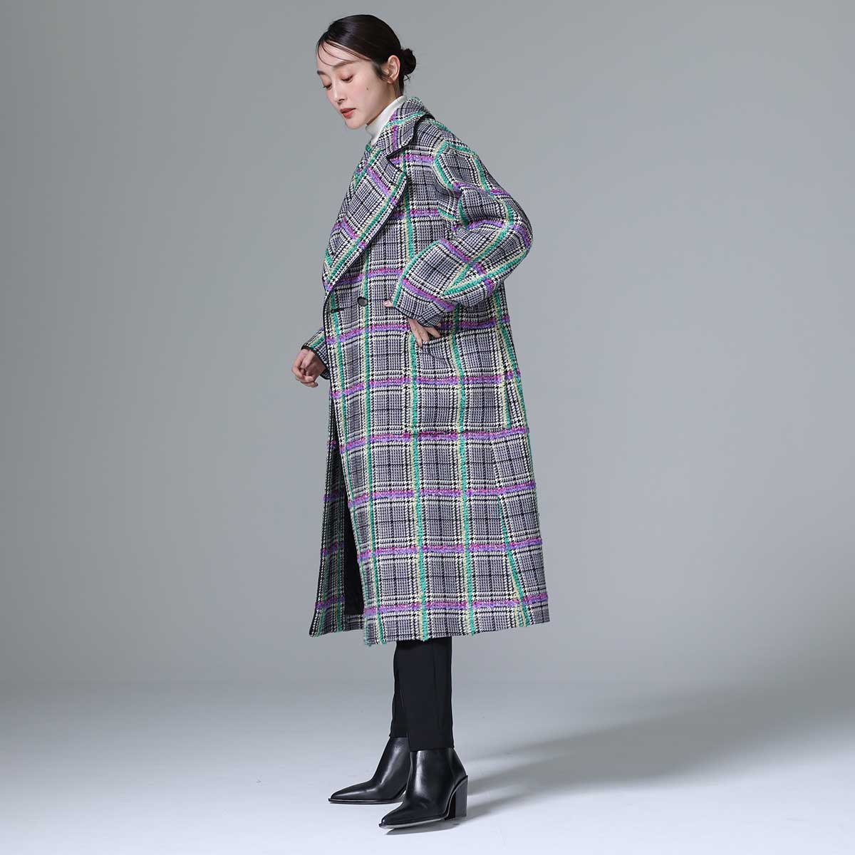 11月下旬~12月上旬お届け予定 F-JK-02 「Feather over plaid」Over chester coat