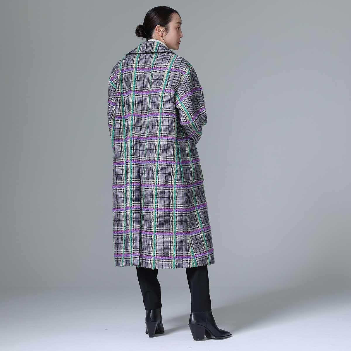 11月下旬~12月上旬お届け予定 F-JK-02 「Feather over plaid」Over chester coat