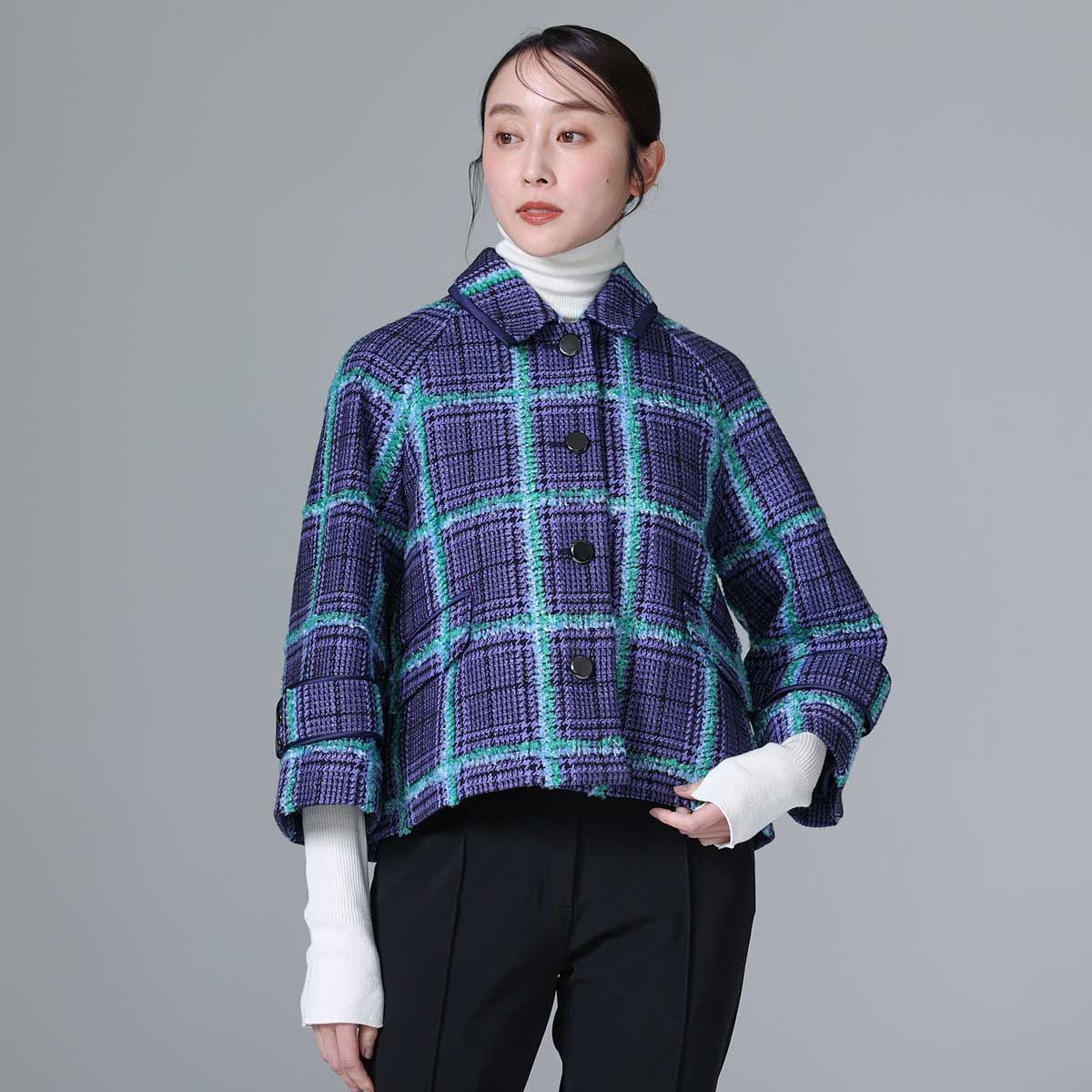 10月下旬~11月上旬お届け予定 F-JK-01 「Feather over plaid」Short blouson
