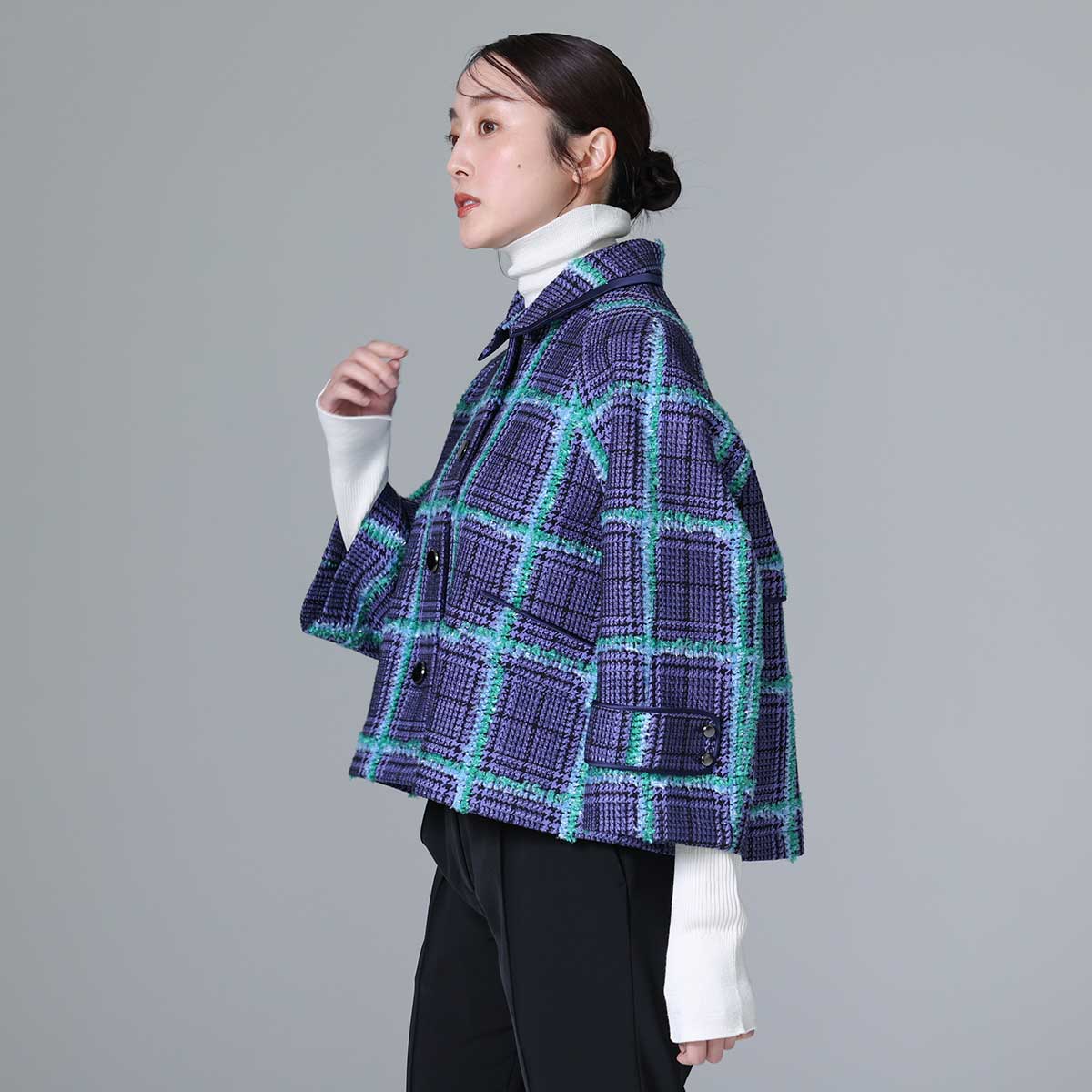 10月下旬~11月上旬お届け予定 F-JK-01 「Feather over plaid」Short blouson
