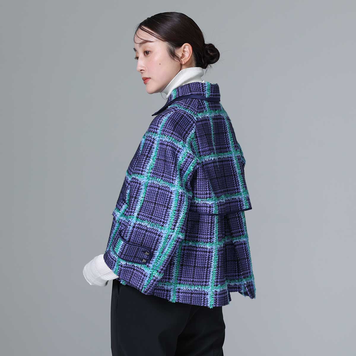 10月下旬~11月上旬お届け予定 F-JK-01 「Feather over plaid」Short blouson