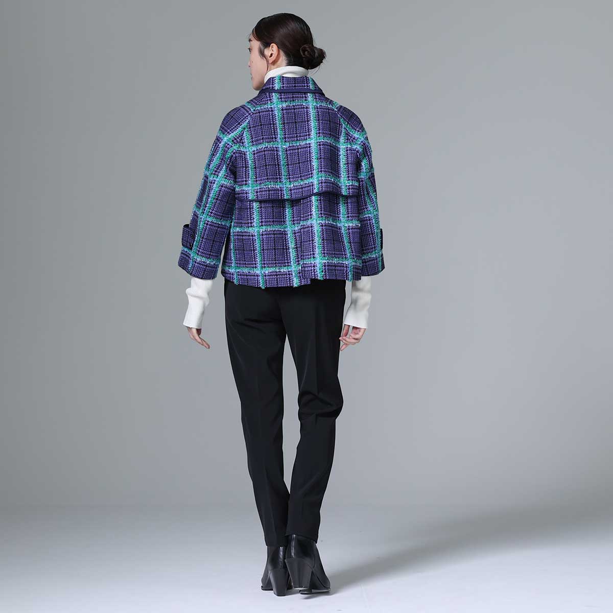 10月下旬~11月上旬お届け予定 F-JK-01 「Feather over plaid」Short blouson