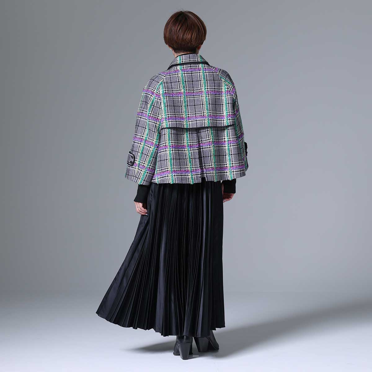 10月下旬~11月上旬お届け予定 F-JK-01 「Feather over plaid」Short blouson