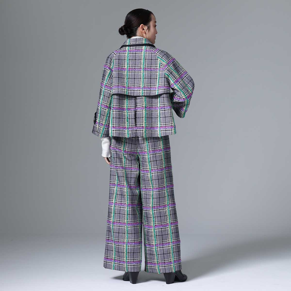 10月下旬~11月上旬お届け予定 F-JK-01 「Feather over plaid」Short blouson