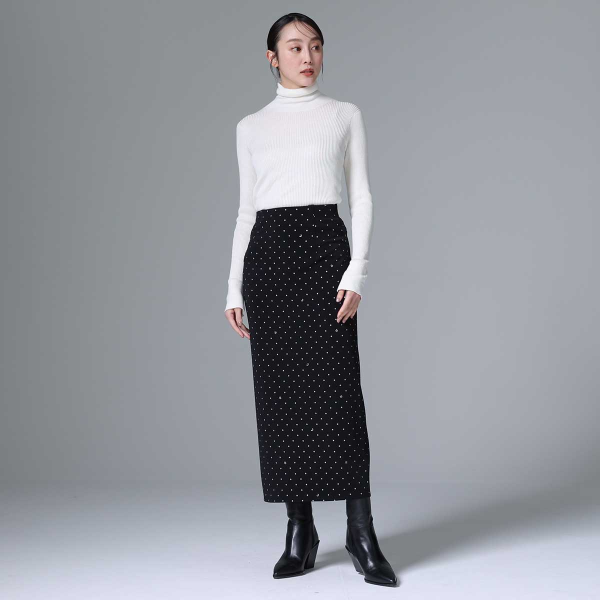 8月下旬~9月上旬お届け予定 F-SK-03「Stella dot knit」Straight skirt