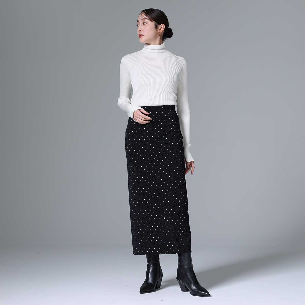 8月下旬~9月上旬お届け予定 F-SK-03「Stella dot knit」Straight skirt