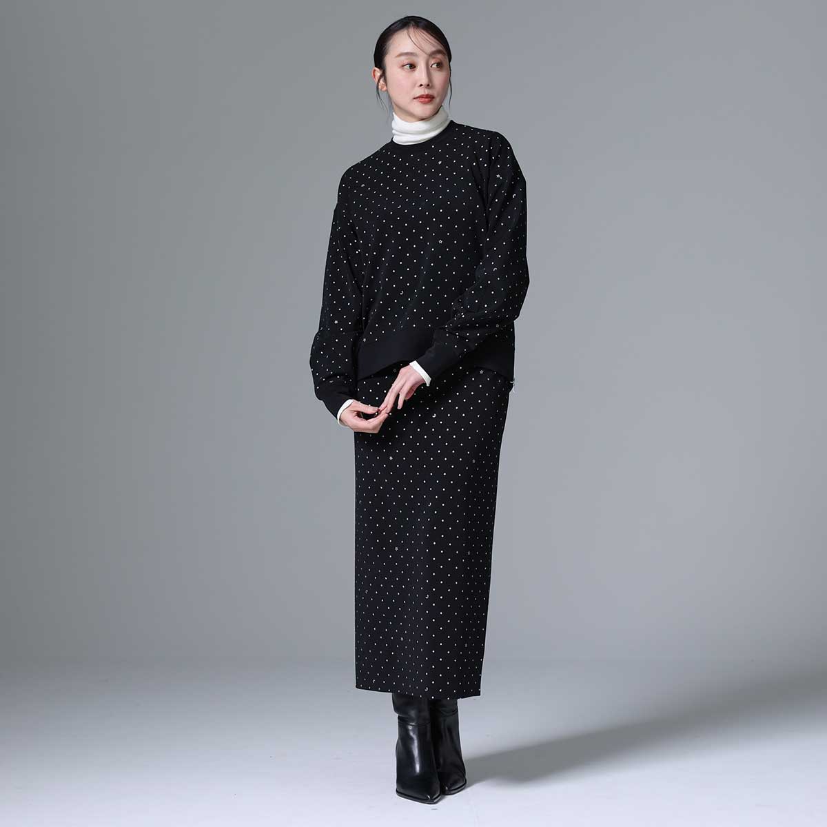 8月下旬~9月上旬お届け予定 F-SK-03「Stella dot knit」Straight skirt