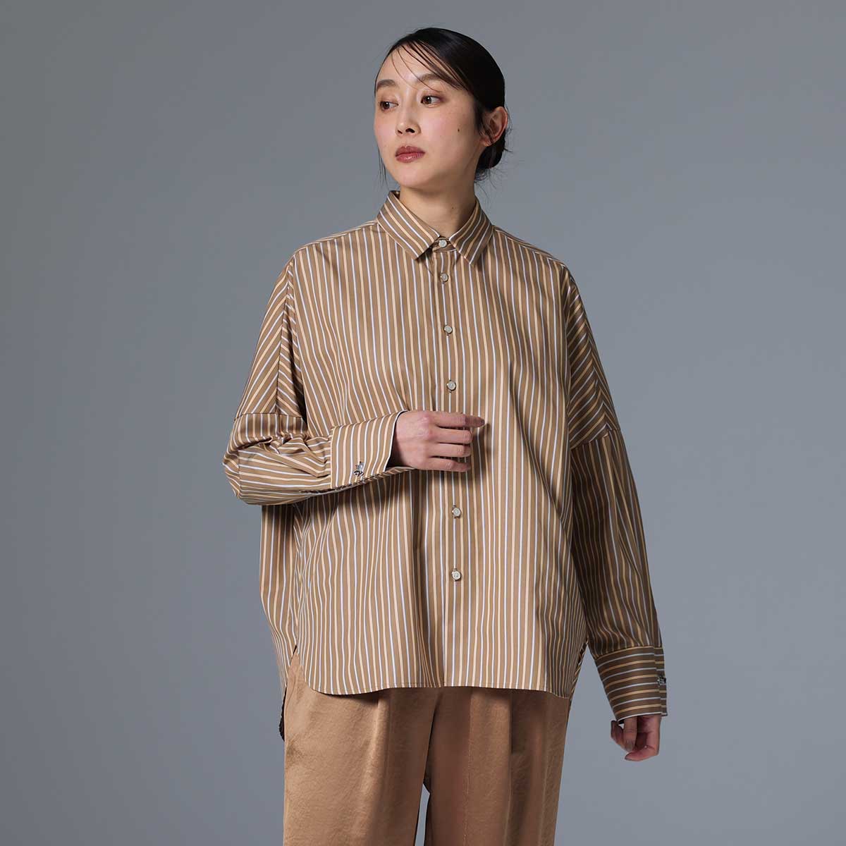 8月上旬~中旬お届け予定 F-SH-01「Multi stripe」Dolman sleeve shirts