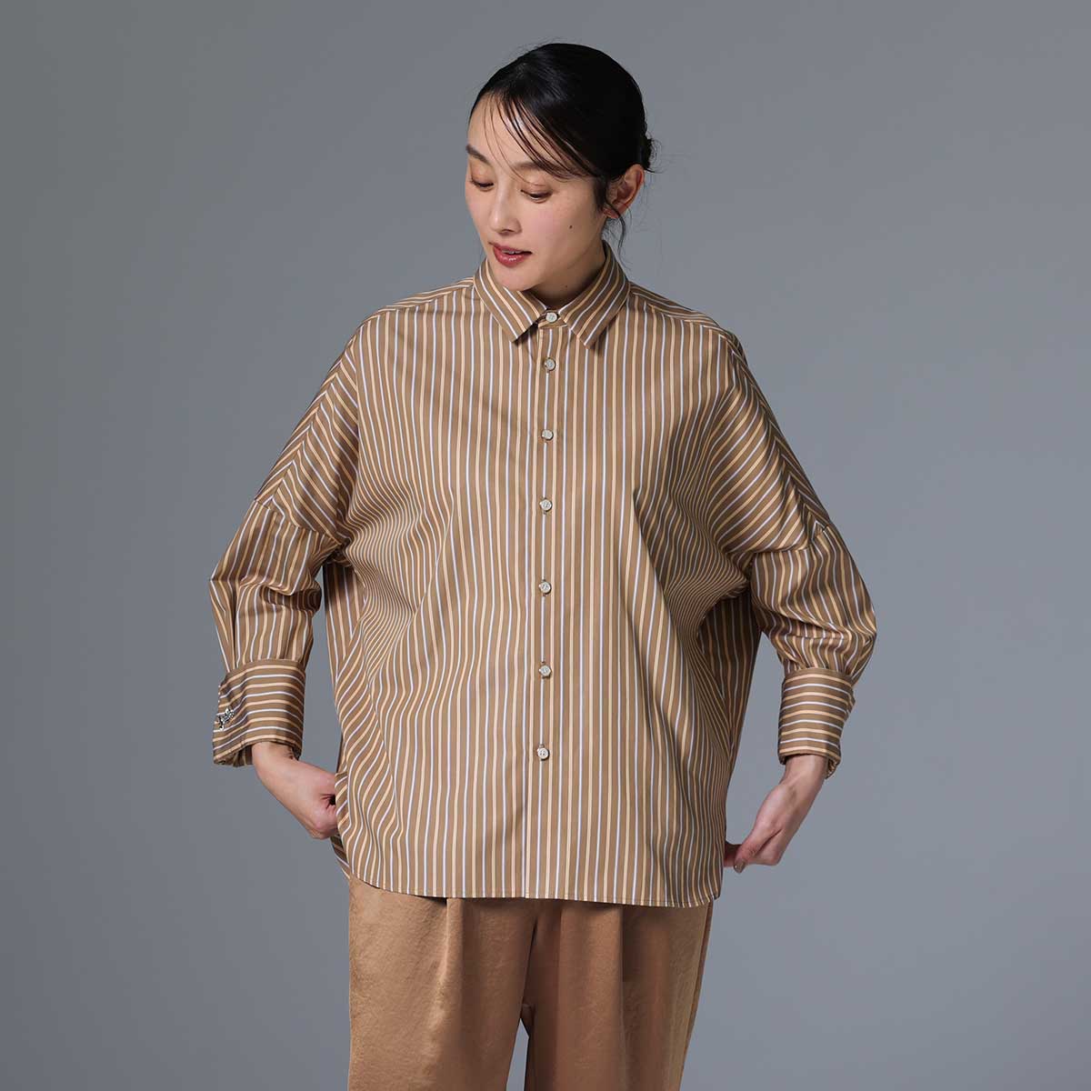 8月上旬~中旬お届け予定 F-SH-01「Multi stripe」Dolman sleeve shirts