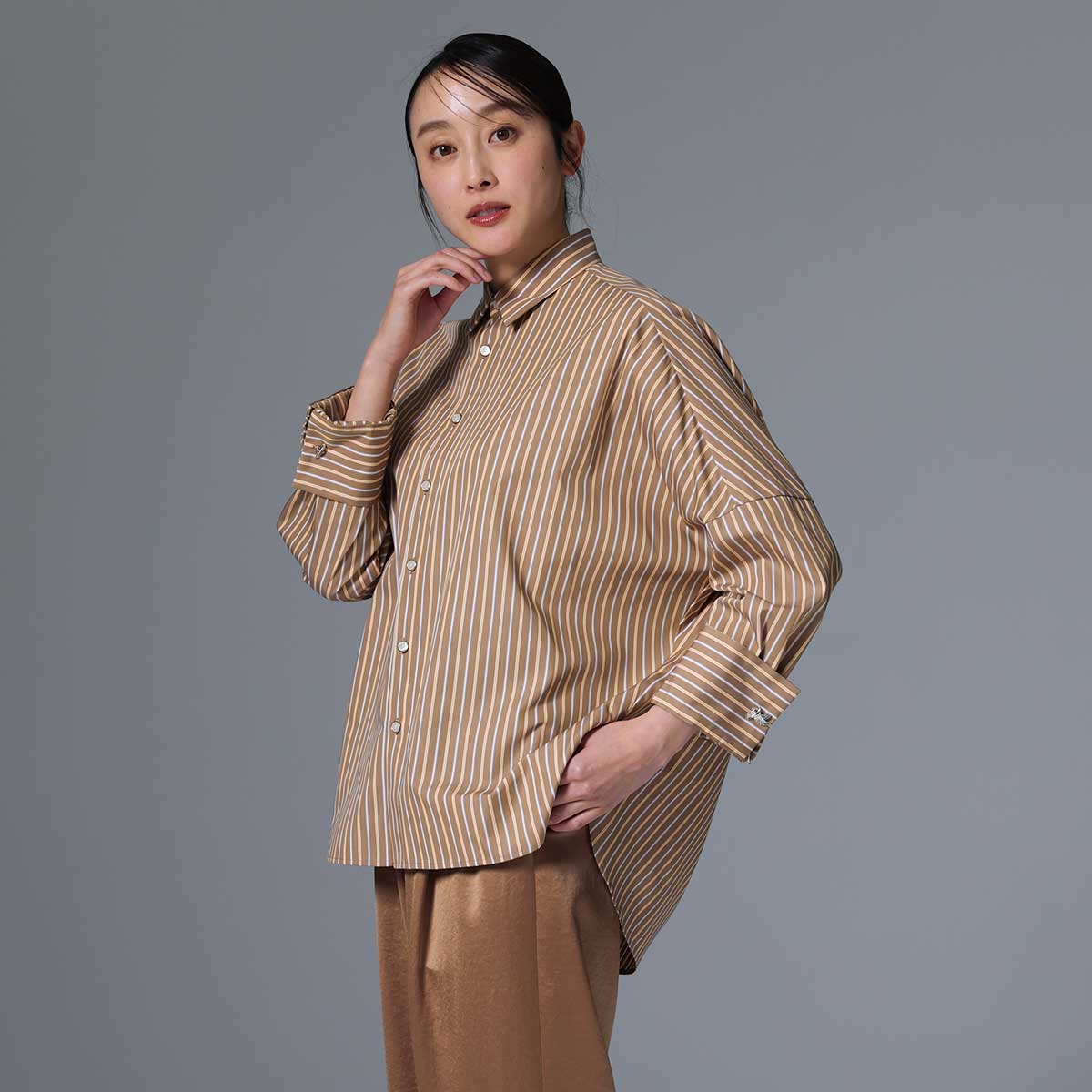 8月上旬~中旬お届け予定 F-SH-01「Multi stripe」Dolman sleeve shirts
