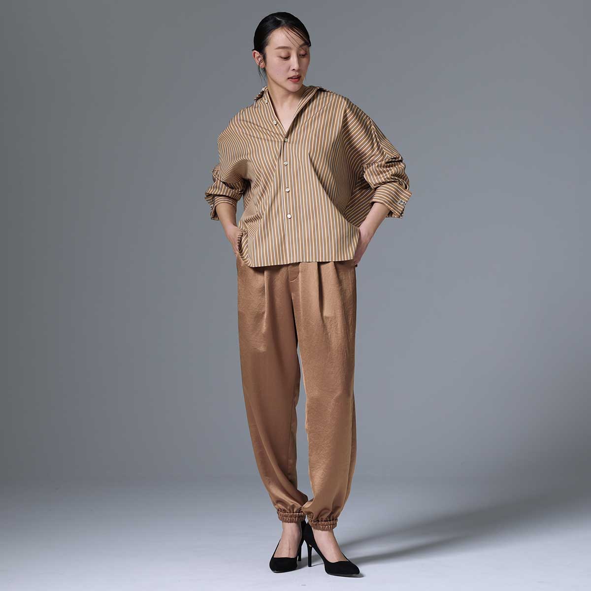 8月上旬~中旬お届け予定 F-SH-01「Multi stripe」Dolman sleeve shirts