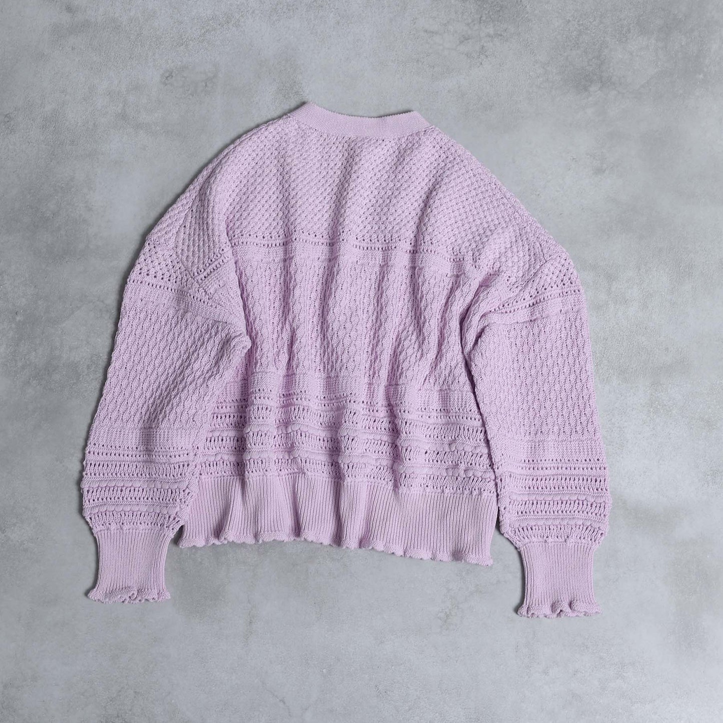 F-KN-04「Lace Mélange」V-neck cardigan LILAC