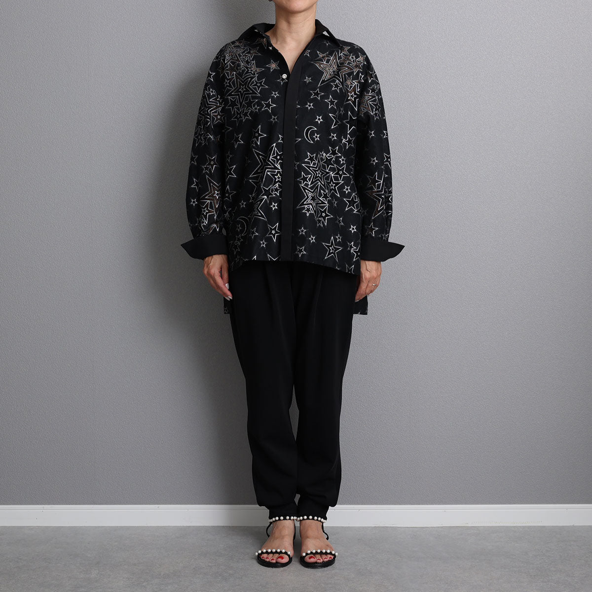 C-BL-72「Blanche」Relax shirts BLACK