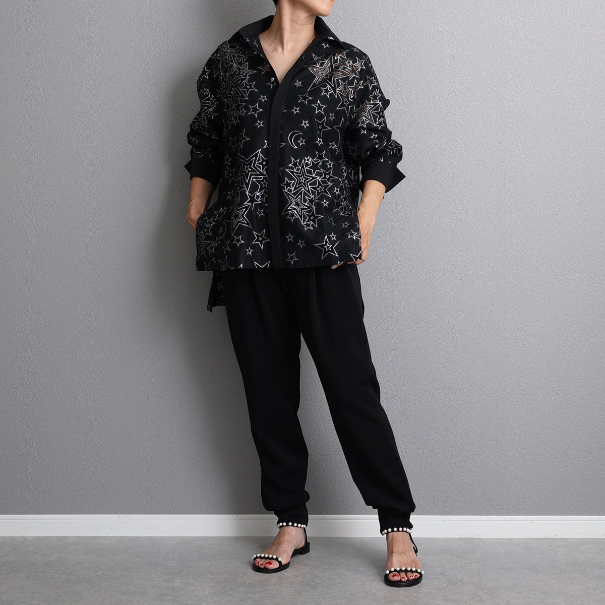 C-BL-72「Blanche」Relax shirts BLACK