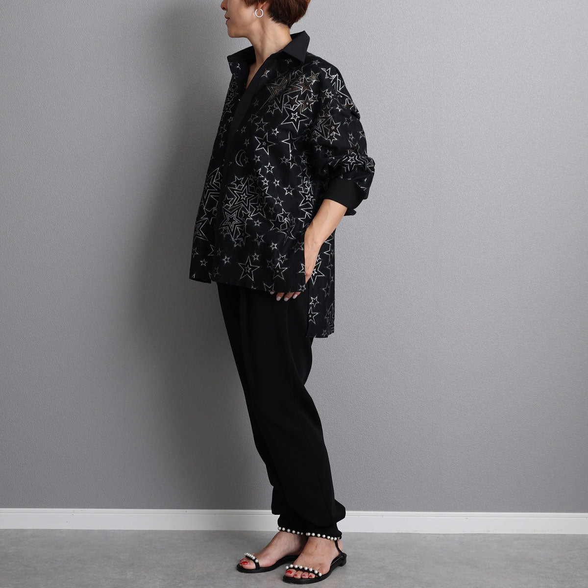 C-BL-72「Blanche」Relax shirts BLACK