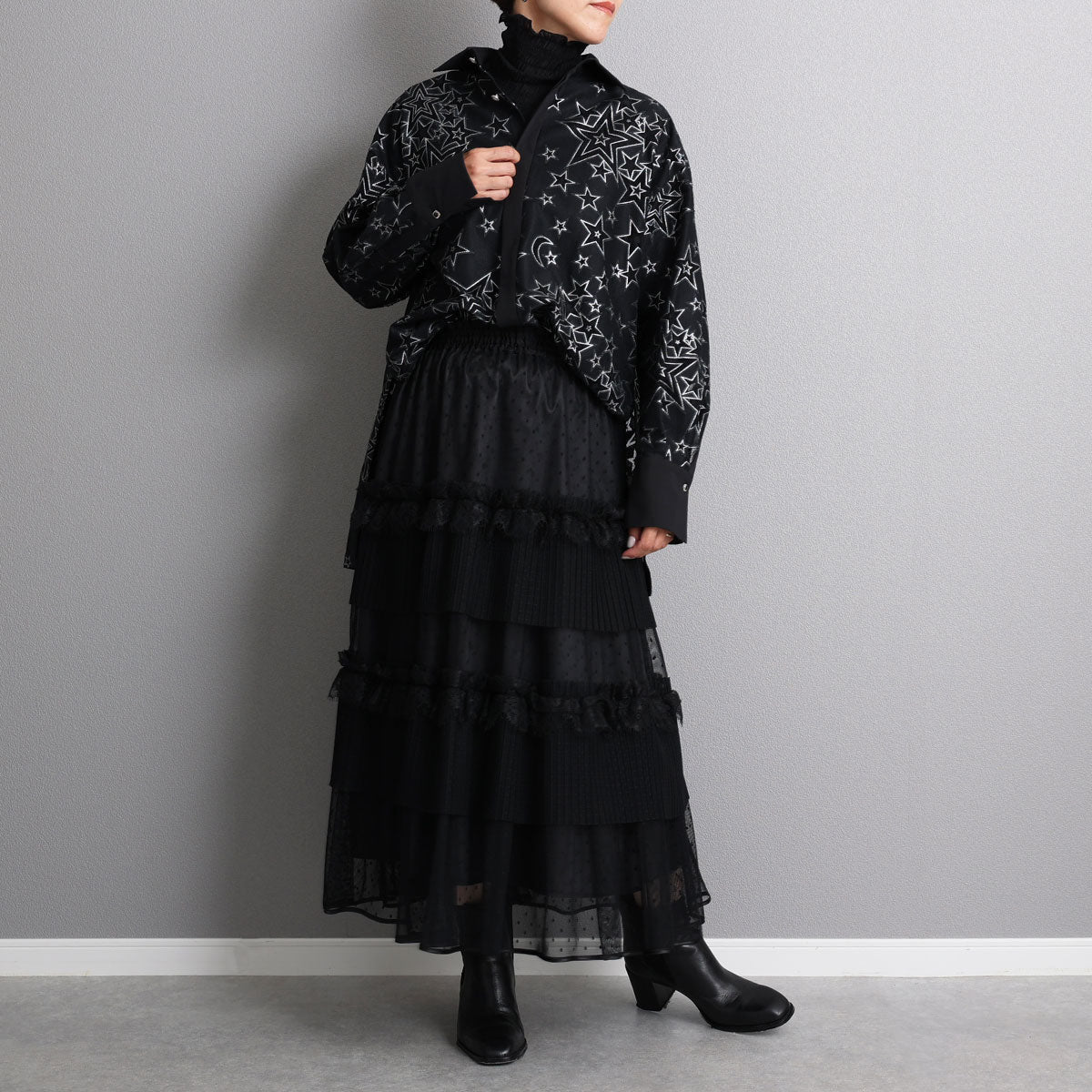 C-BL-72「Blanche」Relax shirts BLACK