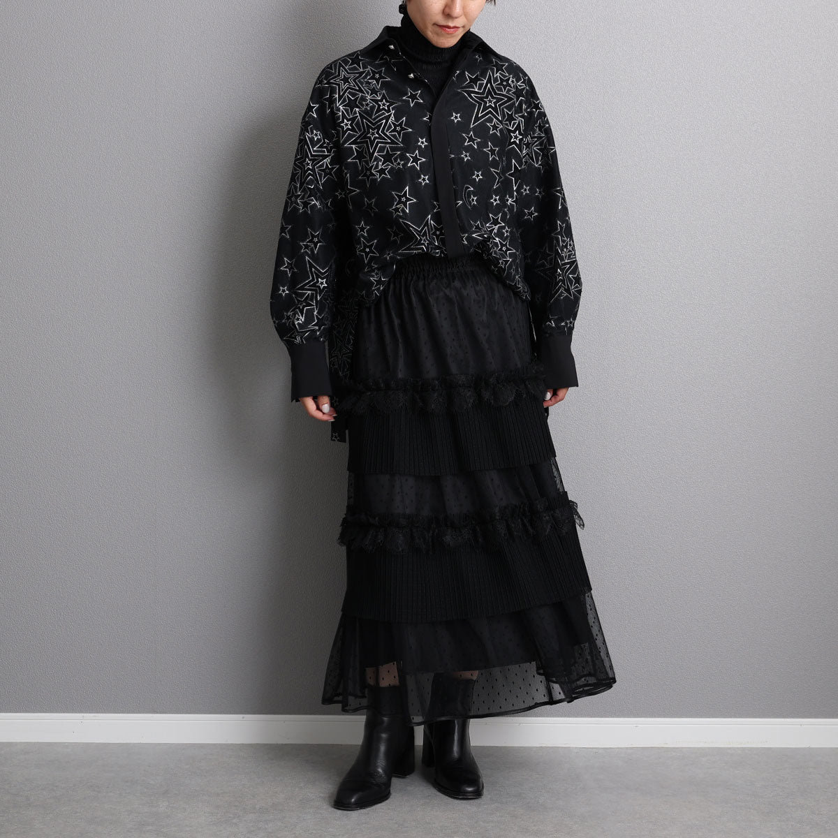 C-BL-72「Blanche」Relax shirts BLACK