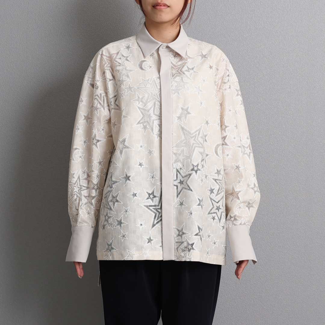 C-BL-83 Robin flower blouse WHITE