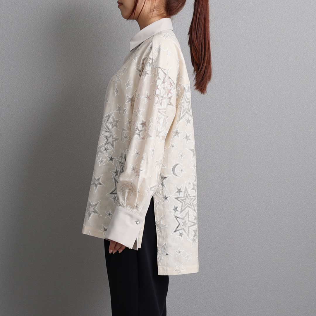 C-BL-83 Robin flower blouse WHITE