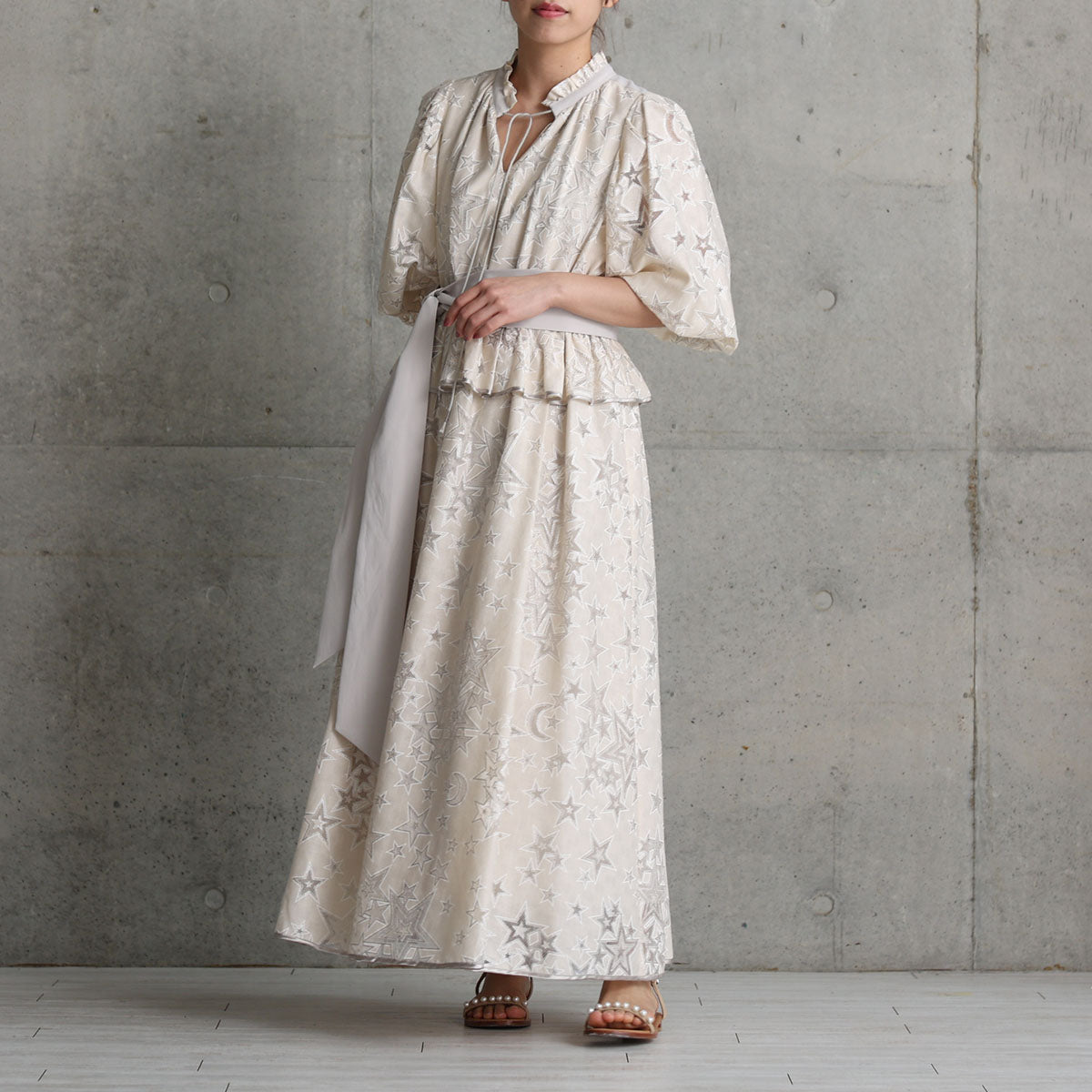 C-OP-62「Blanche」peplum dress ECRU