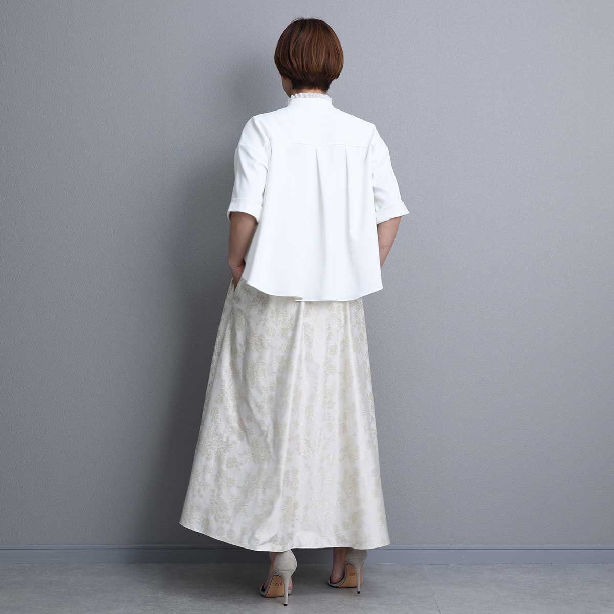 C-BL-84S「Technical twill」Front button blouse WHITE