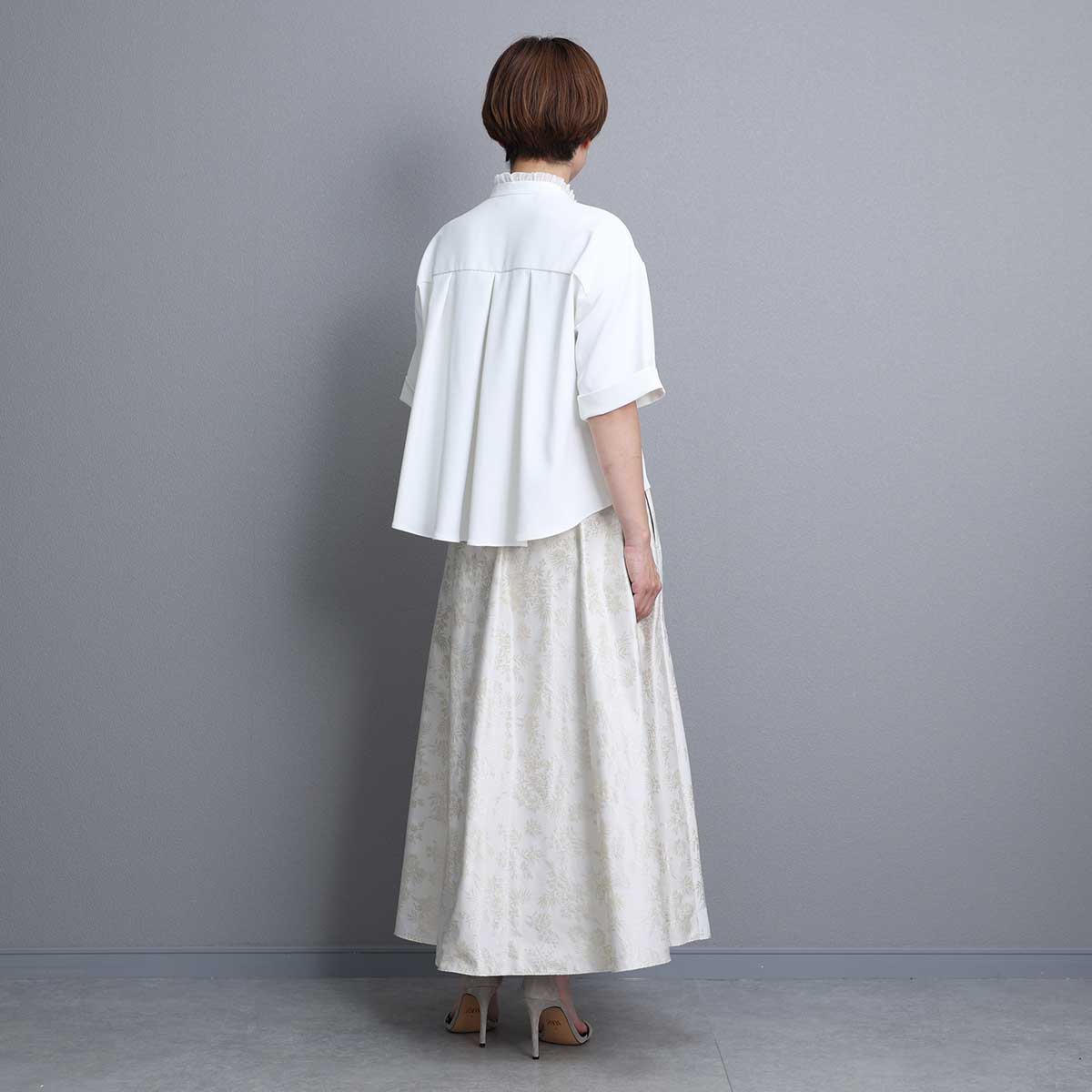 C-BL-84S「Technical twill」Front button blouse WHITE