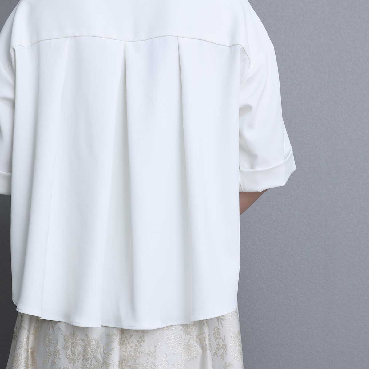 C-BL-84S「Technical twill」Front button blouse WHITE