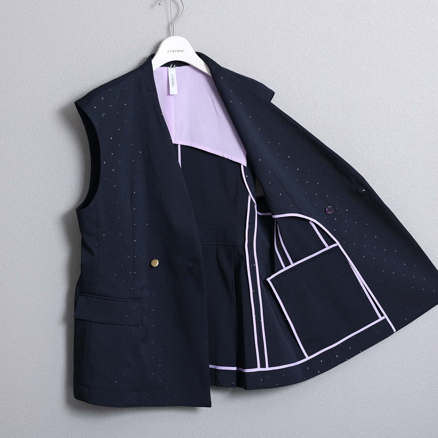 F-VT-02「Stella dot」Short gilet NAVY×BLACK