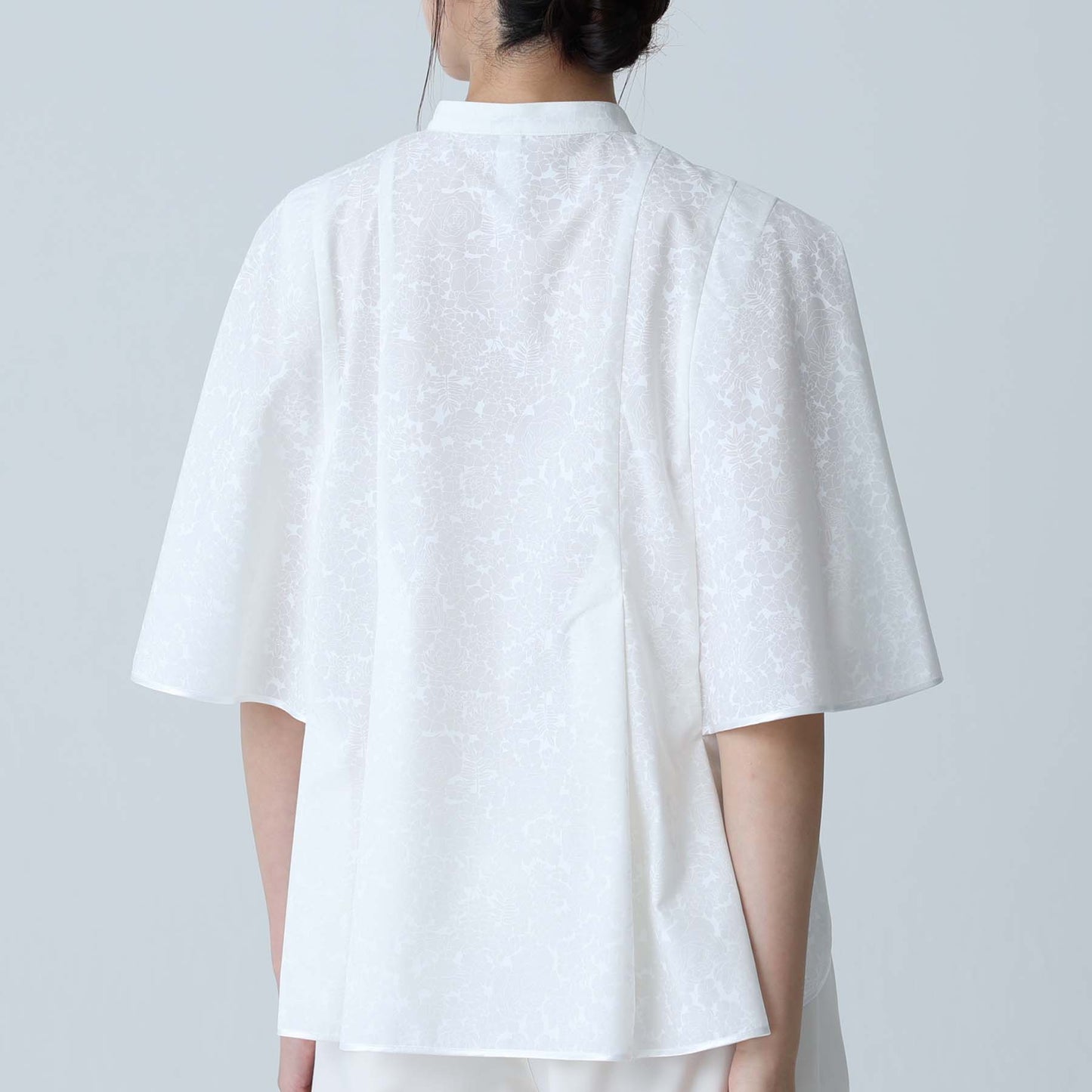 F-BL-05「Sincere」Flare sleeve blouse WHITE×WHITE