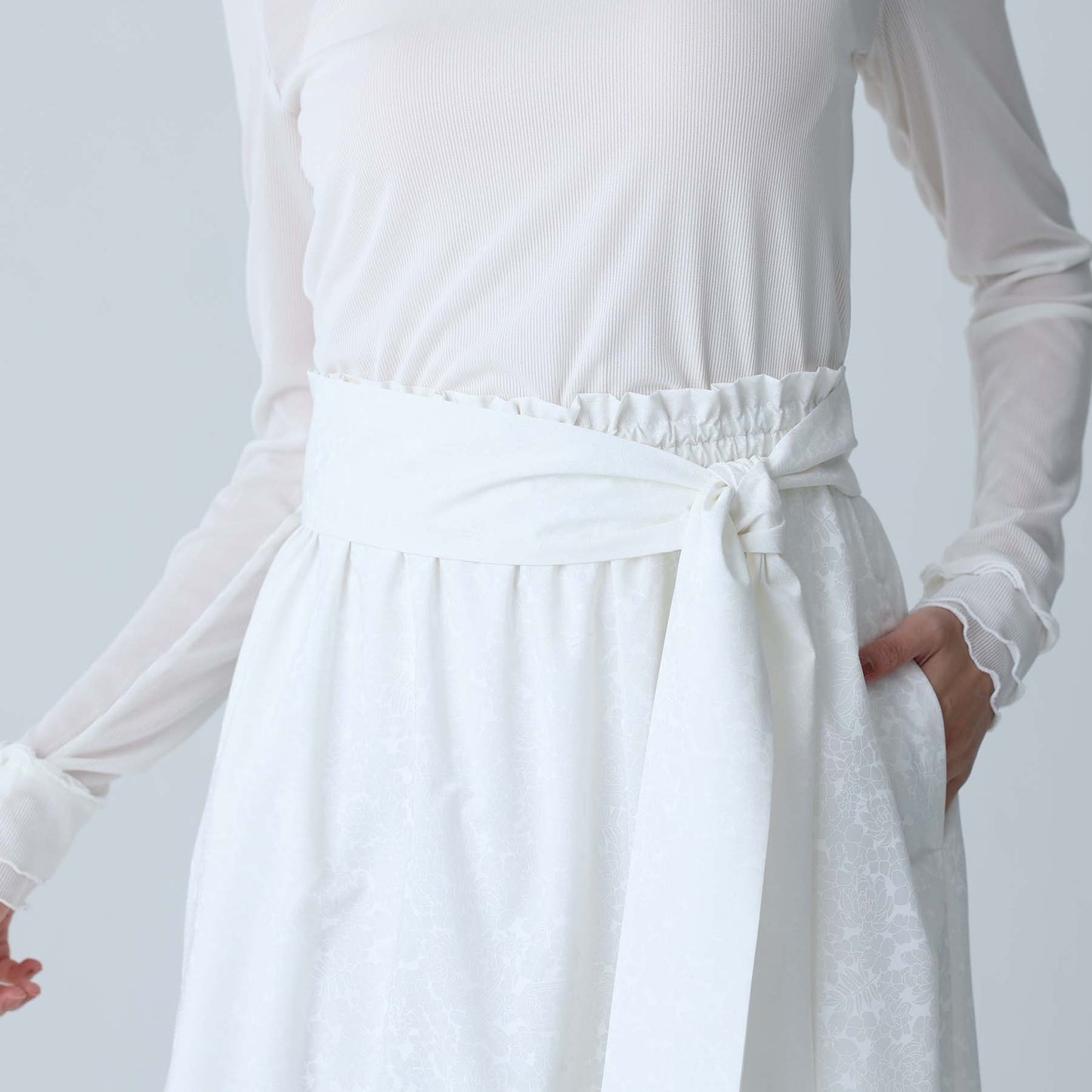 F-SK-09「Sincere」Tiered skirt WHITE×WHITE