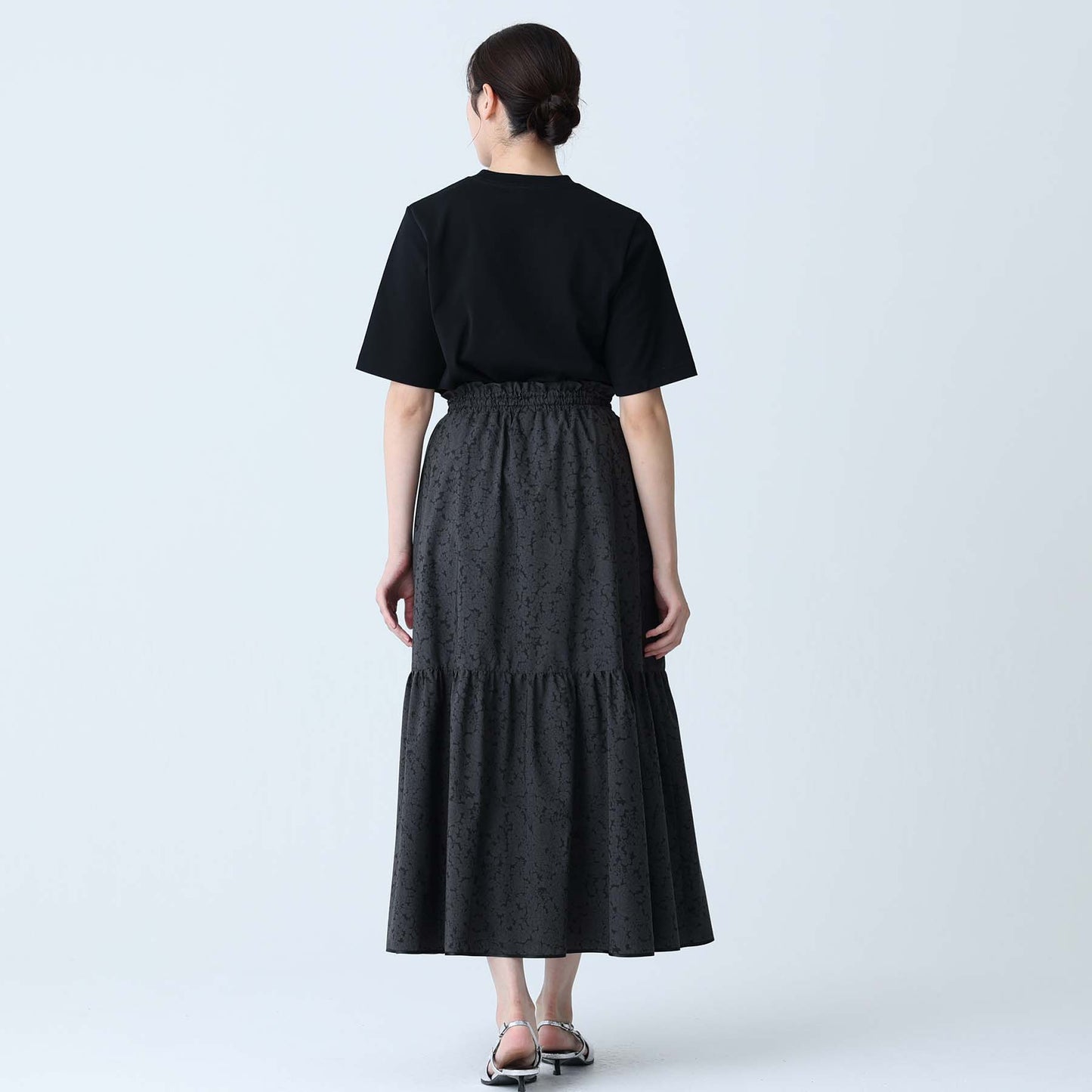 F-SK-09「Sincere」Tiered skirt BLACK×GRAY