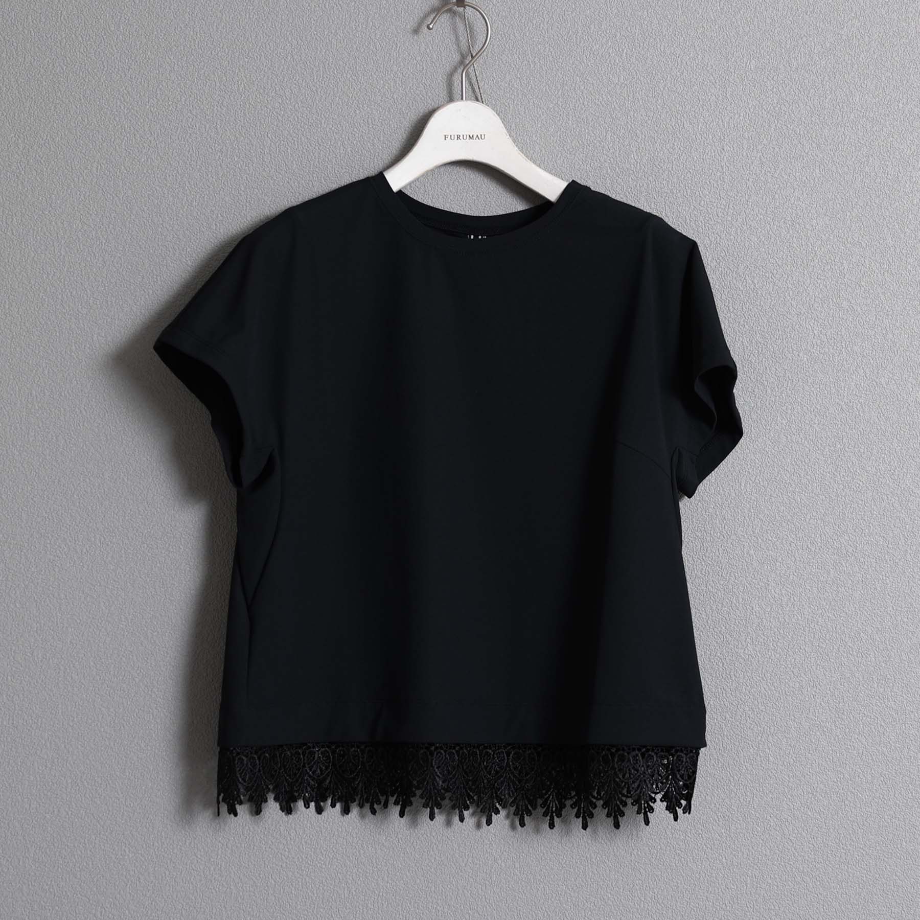 F-CS-09「Dry pique & Lace」Lace combination tops【BLACK×BLACK 