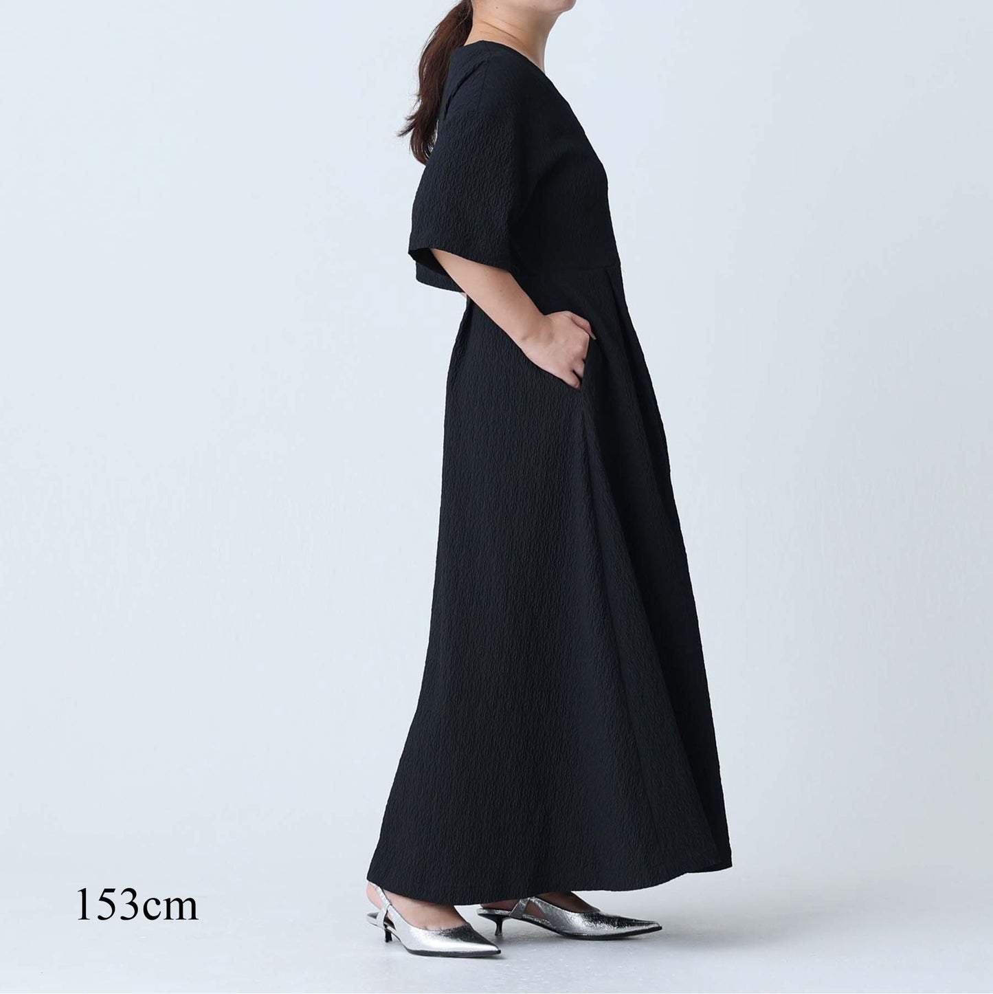 F-DR-02「Jewel Tile」V-neck dress BLACK
